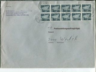 Germany Brd 10x500pf On Cover For 10 Postzustellungsaufträge 1988