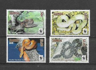 Samoa 2015 Pacific Tree Boa Snake Set Of 4 Nh
