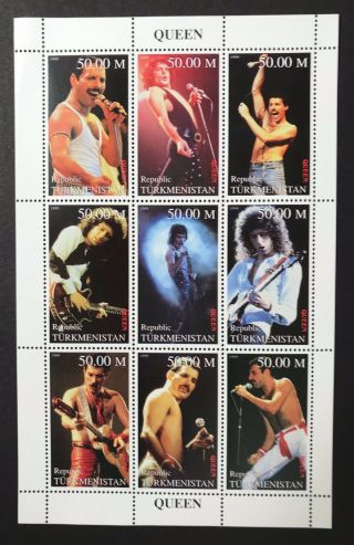 Turkmenistan Queen Stamps Sheet 1999 Mnh Freddie Mercury Brian May Taylor Deacon