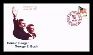 Dr Jim Stamps Us Reagan Bush Inauguration Event Elite Cachet Cover 1981