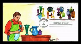Dr Jim Stamps Us Glass Hand Painted First Day Cover Combo Corning York