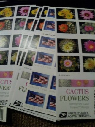 200 Usps Forever Stamps Lot (10 Books Of 20) Flowers And Us Flag Booklets