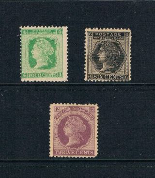 Prince Edward Is - 1872 - 4¢,  6¢ & 10¢ Qv Portrait - Sc 14 - 16 [sg 40 - 42] 19