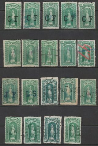 Canada - Group Of 19 Old Manitoba Law Stamps To $1,  1880 