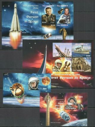 T1489 2011 Gambia 50th Anniversary First Person In Space Gagarin 2kb,  2bl Mnh