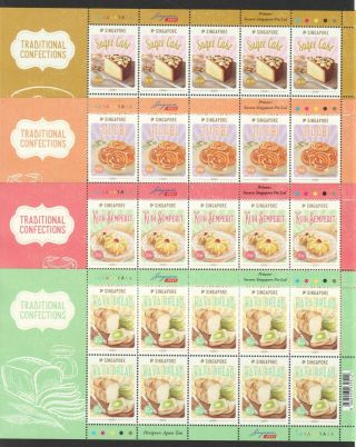Singapore 2019 Traditional Confections 4 X Full Sheets Of 10 Stamps Each In