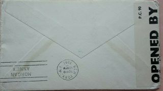 UNITED STATES 1940 BERMUDA CENSOR LABEL COVER,  2 TYPES SERVICE SUSPENDED CACHET 2