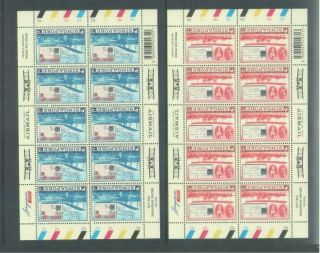 Singapore 100 Years Of First Airmail,  Complete Fullsheets Of 10 Sets