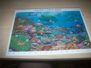 Us Stamp Sheet Scott 3831,  Mnh Set Of 10 Stamps Depicting Pacific Coral Reef