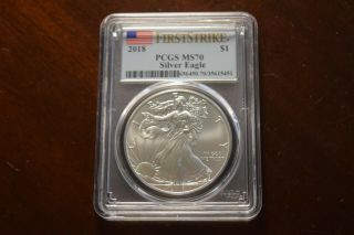 2018 American Silver Eagle $1 Ms70 Pcgs First Strike