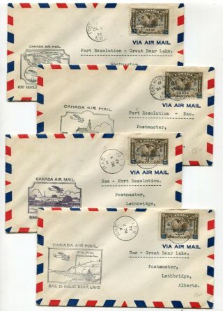 Canada Airmail Ffc - 1932 Ottawa Conference Ovpt - First Flight Covers X 4 - 2