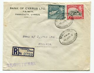 Dh - Cyprus 1951 Famagusta - George Vi - Registered Rate Cover To Nicosia -