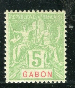 French Colonies; Gabon 1890s Early Tablet Issue Hinged 5c.  Value