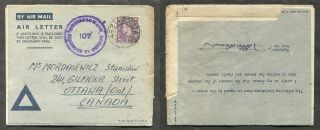 P353 - Poland Forces Gb 1945 Fieldpost 125 Censored Air Letter Cover To Canada
