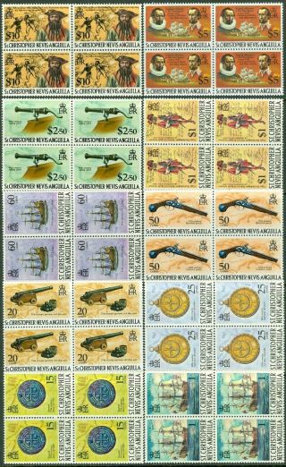 Edw1949sell : St Kitts 1970 - 74 Sc 202 - 22a Blks Of 4 Cplt Except 214.  Cat $152.