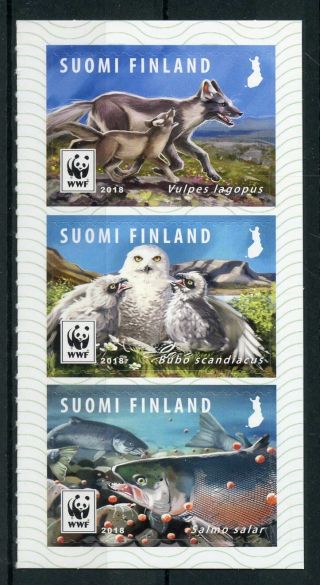 Finland 2018 Mnh Endangered Animals Ii Wwf Owl 3v S/a Set Foxes Owls Birds Stamp