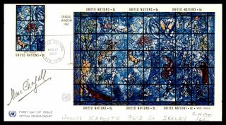 Stamp Designer Autographed Un Souveniry Sheet 1967 Fdc First Day Cvoer Marc Chag