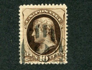 1878 U.  S.  Scott 188 Ten Cent Jefferson Stamp - Numeral Cancel