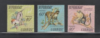 Gabon 1974 Monkeys 330 - 332 Complete Never Hinged