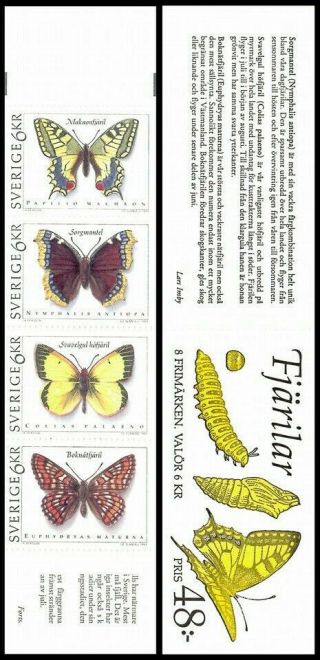 H438 Sweden 1993 Scott 2020 - 2023 Mnh Stamp Booklet Butterflies Czeslaw Slania