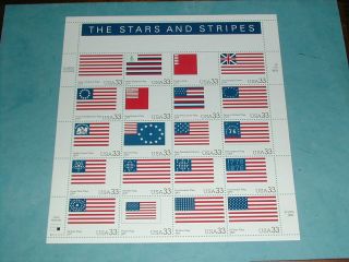 33 Cent Stars And Stripes Souvenir Sheet (sc 3403) Mnh