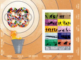 Sharjah 1968 Summer Olympic,  Mexico 1968,  Mnh,  Perf.  1