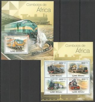 Bc466 2012 Guinea - Bissau Transport African Steam Trains Locomotives Bl,  Kb Mnh