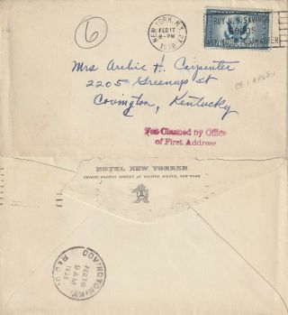 Us 1938 Special Delivery Air Mail Flown Cover York Ny To Covington Ky