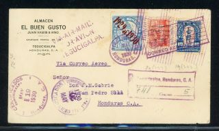Honduras Postal History: Lot 2 1930 Reg Air Teguc - San Pedro Sula $$$