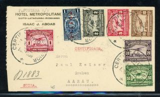 Ecuador Postal History: Lot 2 1930 Reg Air Multifranked Quito - Aarau $$$