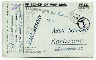 Canada Ab Alberta - Lethbridge Pow Camp 1943 German Prisoner - Postcard Home -