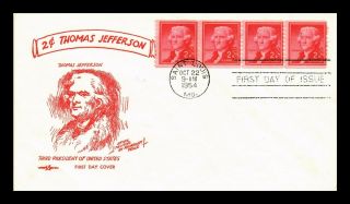 Dr Jim Stamps Us 2c Thomas Jefferson Pent Arts First Day Cover Strip St Louis