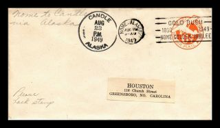 Dr Jim Stamps Us Candle Alaska Air Mail Cover Backstamps Gold Rush Slogan Cancel