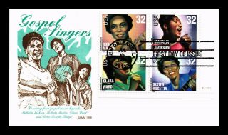 Dr Jim Stamps Us Gospel Singers Gamm First Day Cover Block Of Four