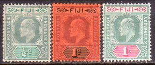1904 - 09 Fiji Sg 115 - 17 Compl.  Set Mh Cv £75 Wmk Mult.  Crown Ca