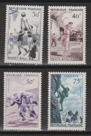 1956 France Complete Set Mnh Scott 801 - 804 Scv $ 15.  60