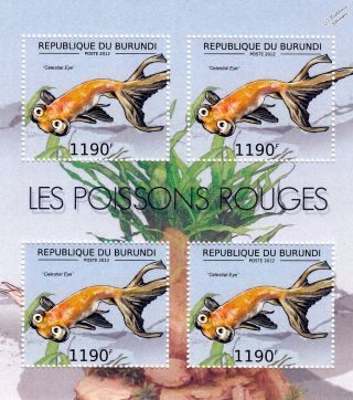 Goldfish (celestial Eye) Freshwater Fish Stamp Sheet 4 Of 7 (2012 Burundi)