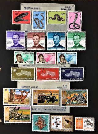 Lot 21 Rwanda Stamps 1964 - 1972 Scott 161 - 3 194 - 7 444 - 47 Kennedy Lincoln,