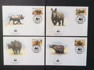 Central African Republic - 1983,  Wwf - Rhinoceros Set On 4 X Fdc