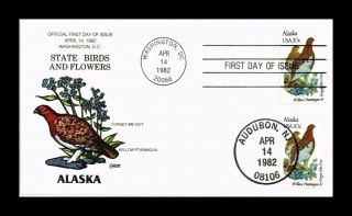 Dr Jim Stamps Us Fdc Collins Hand Colored Alaska Bird And Flower Scott 1954