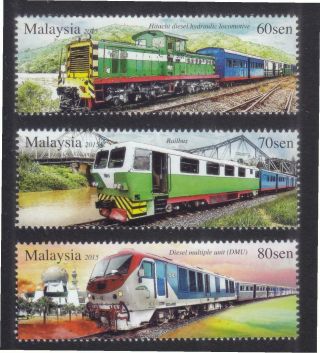 Malaysia 2015 Trains In Sabah Comp.  Set Of 3 Stamps In Mnh