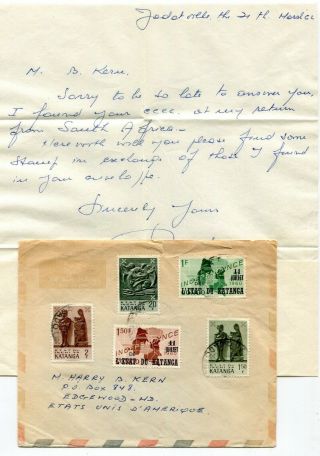 Congo / Katanga 1962 Independence Franking - Airmail Cover W/ Letter To Usa -
