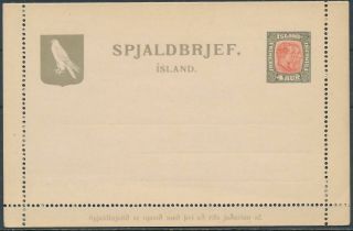 Iceland 4 Aur.  Postal Stationery.