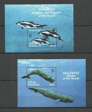 K740 Maldives Fish Marine Life Fauna Dolphins & Porpoises Of The World 2bl Mnh