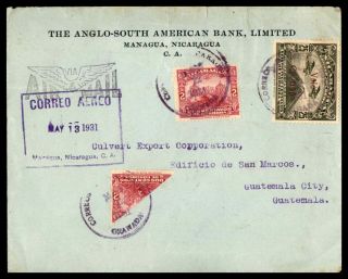 Nicaragua 1931 Airmail Cover To Guatemala With Bisect