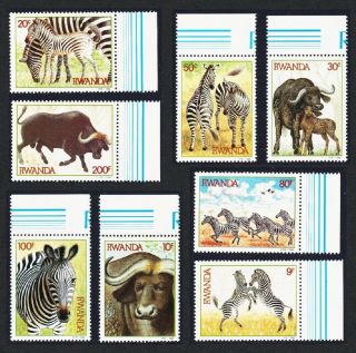 Rwanda Zebras And Buffaloes 8v With Margins Mnh Sg 1210 - 1217 Sc 1199 - 1206