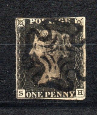 Qv Penny Black Cut Margins With M.  C,  Stamps As Per Scan (7383)