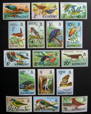 St Vincent 1970 Birds.  Full Set Of 16 Stamps.  Nh