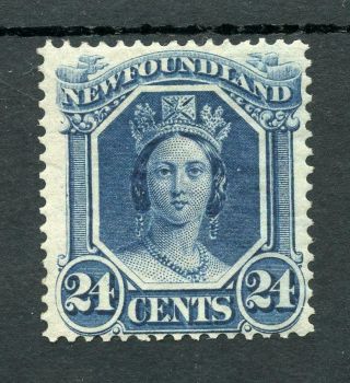 Canada Newfoundland 1865 - 70 24c Blue Very Fine Mm - Light Hinge