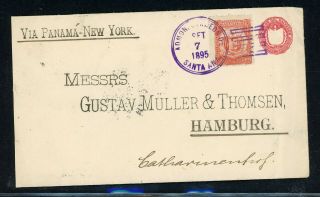 El Salvador Postal History: Lot 31 1895 Uprated Pse Santa Ana - Hamburg $$$$